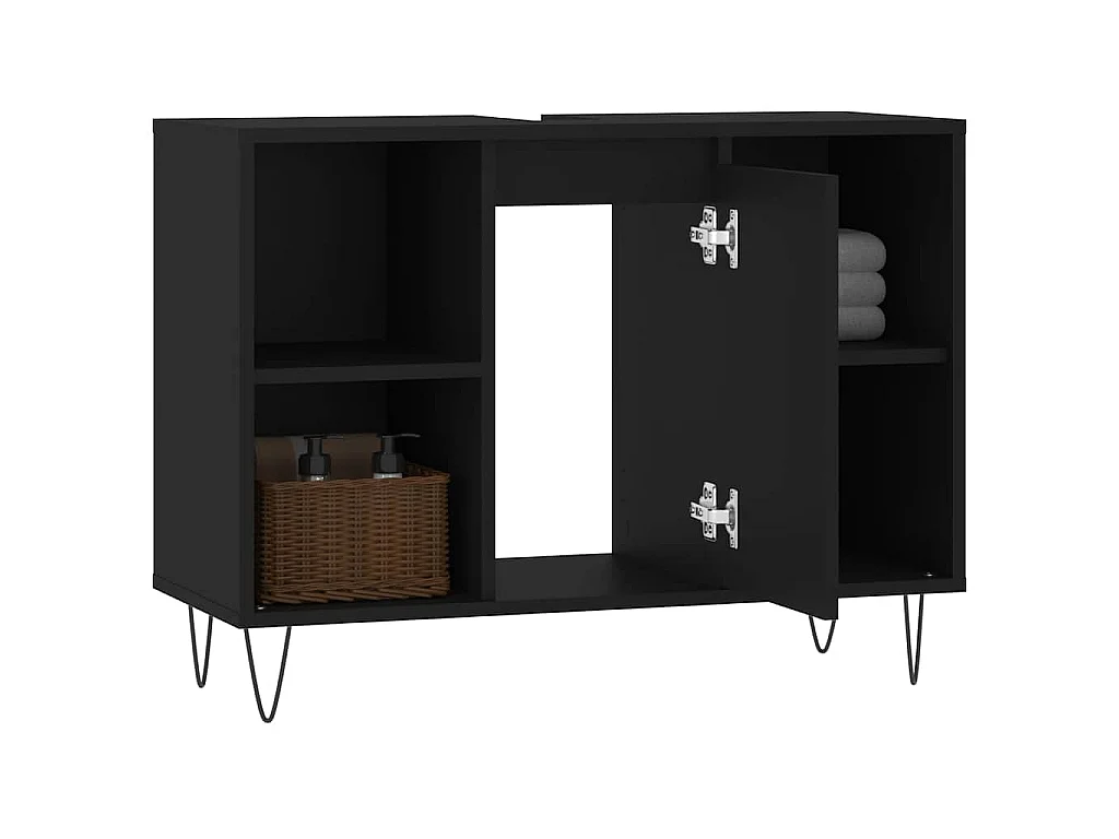 Armoire de salle de bain noir 80x33x60 cm bois d'ingénierie