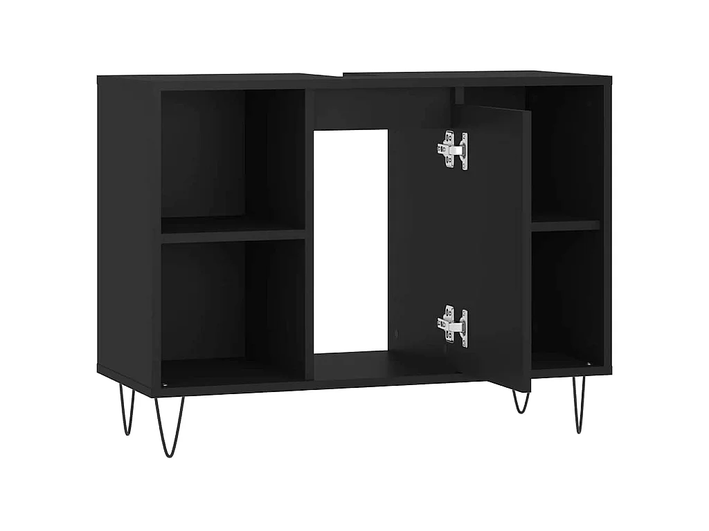 Armoire de salle de bain noir 80x33x60 cm bois d'ingénierie