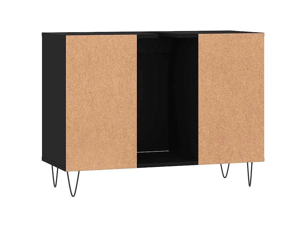 Armoire de salle de bain noir 80x33x60 cm bois d'ingénierie