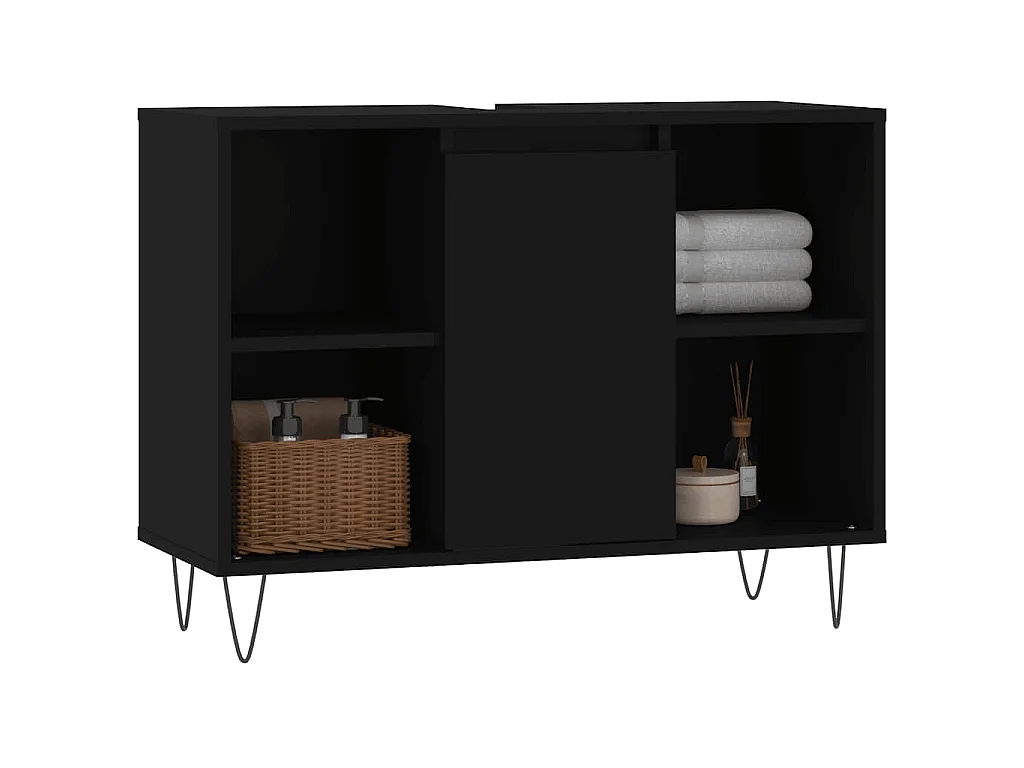 Badkamerkast 80x33x60 cm bewerkt hout zwart