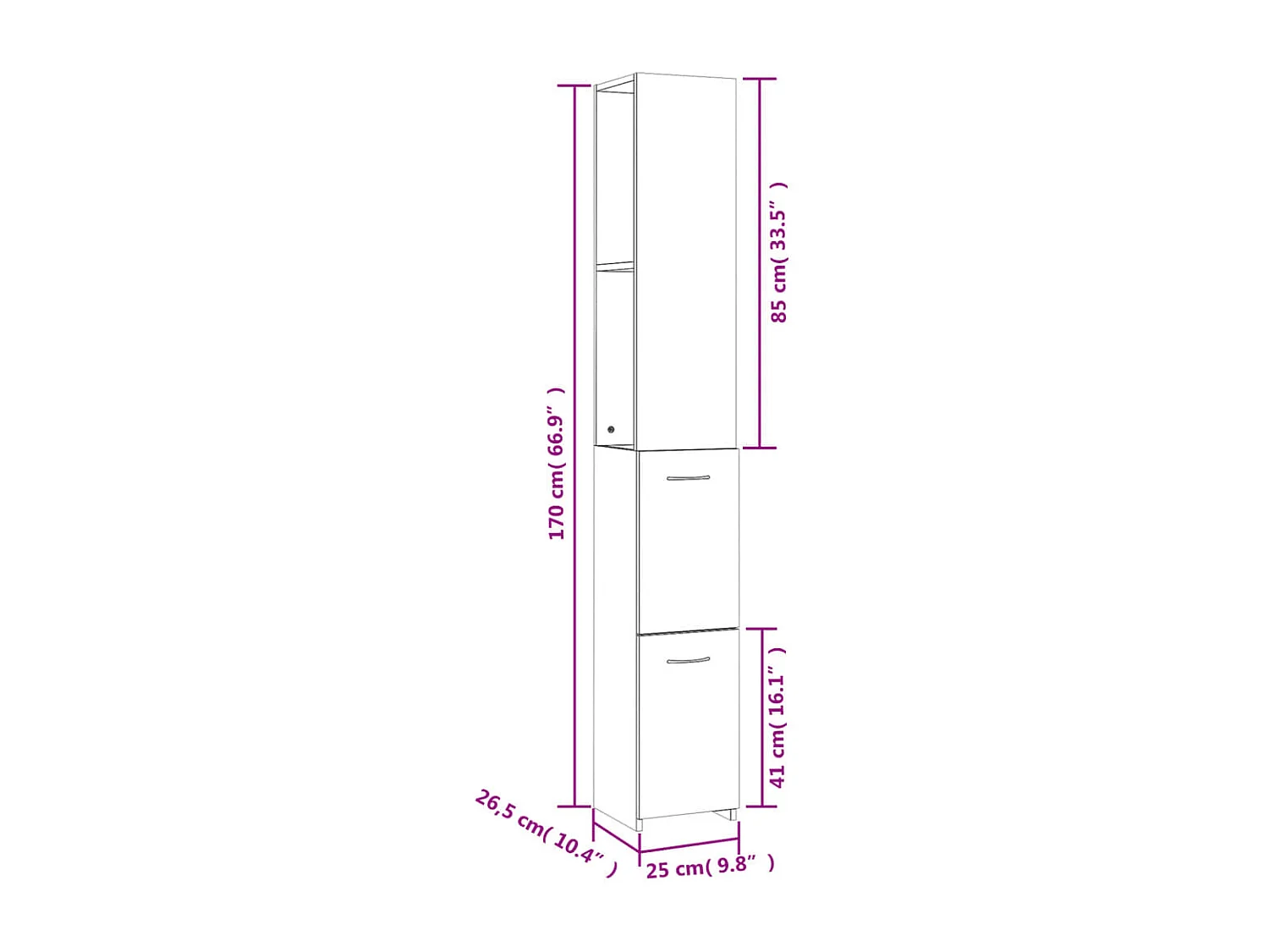 Armoire salle de bain chêne sonoma 25x26,5x170 cm