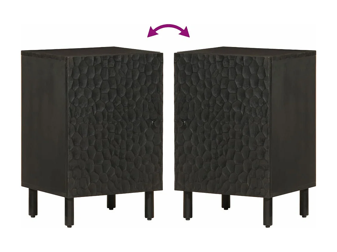 Armoire de salle de bain noir 38x33x58 cm bois massif manguier