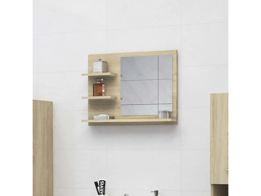 Specchio da Bagno Rovere Sonoma 60x10,5x45 cm Legno Multistrato