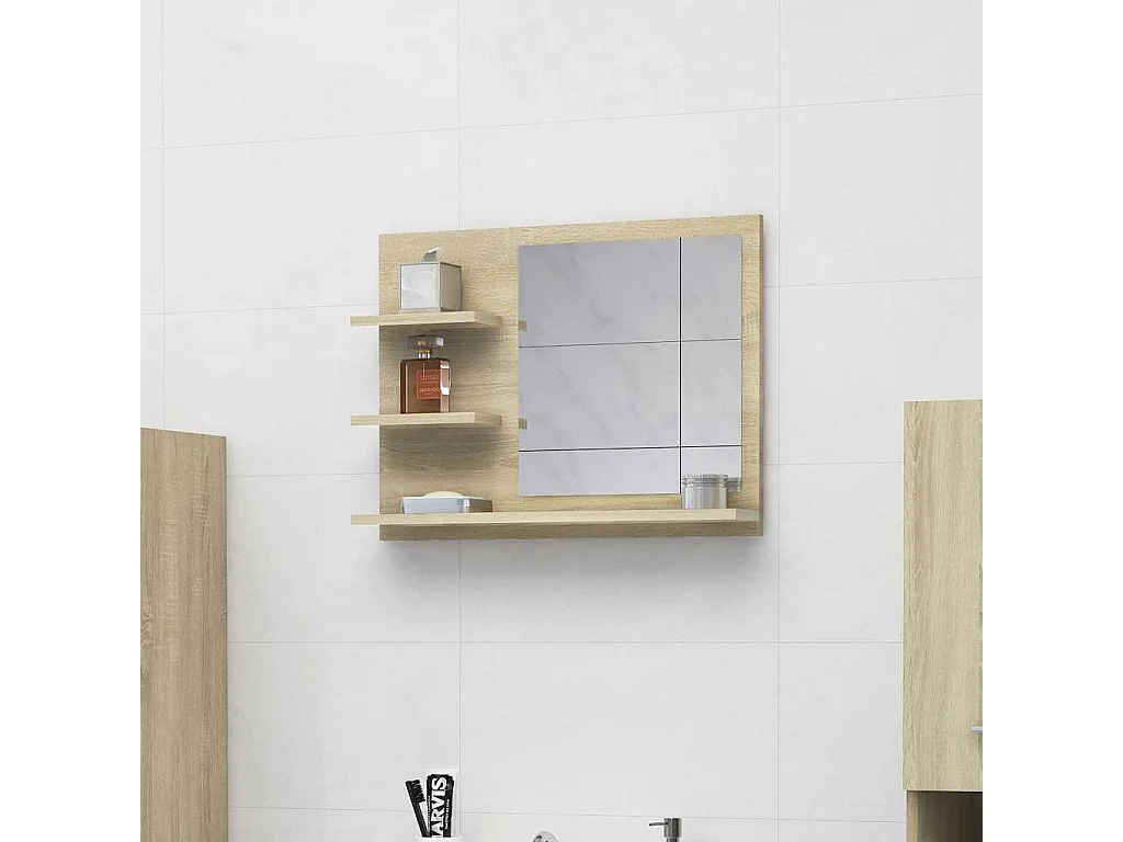 Miroir de salle de bain chêne sonoma bois d’ingénierie