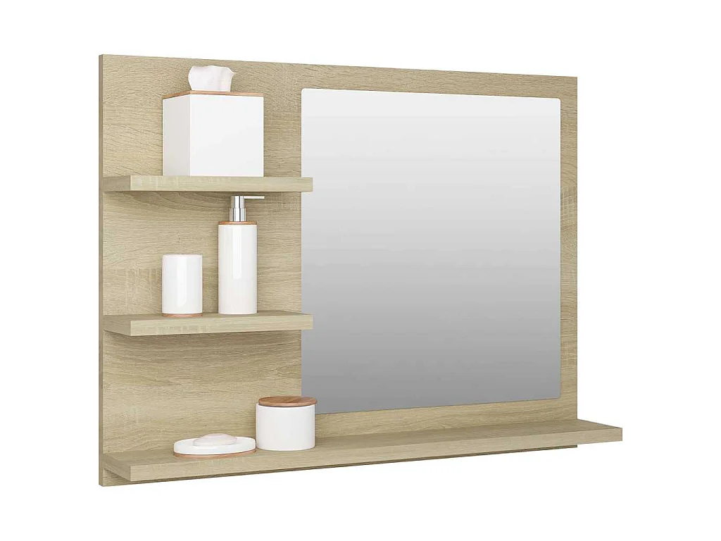 Miroir de salle de bain chêne sonoma bois d’ingénierie