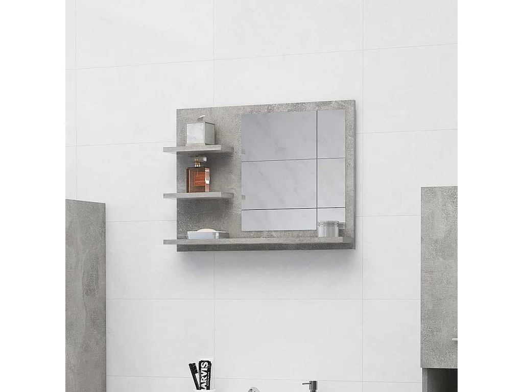 Miroir de salle de bain gris béton 60x10,5x45cm bois ingénierie