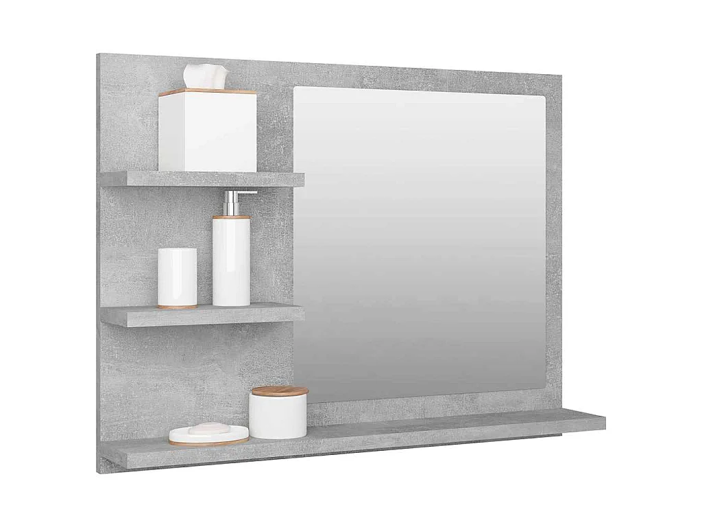 Specchio da Bagno Grigio Cemento 60x10,5x45 cm in Truciolato