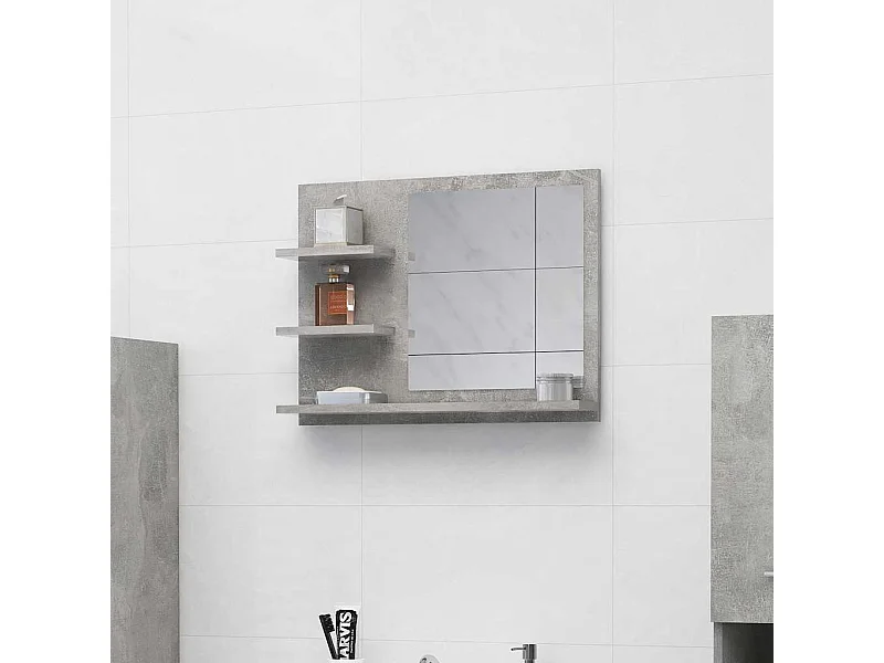 Miroir de salle de bain gris béton 60x10,5x45cm bois ingénierie