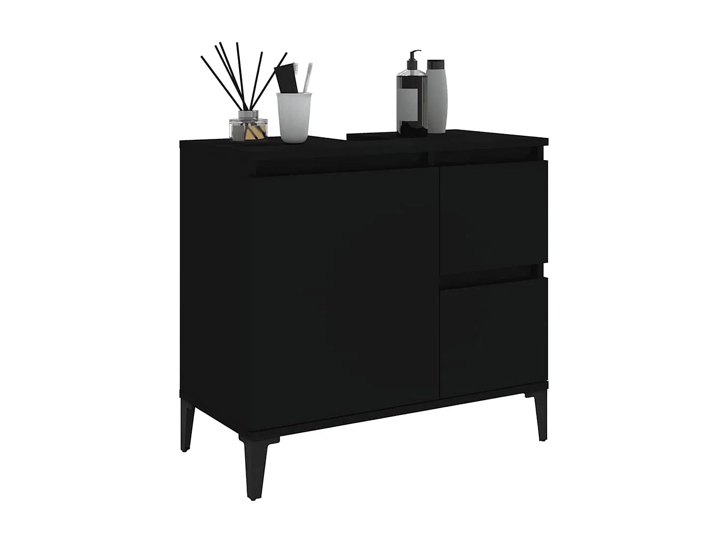 Armoire de salle de bain noir 65x33x60 cm bois d'ingénierie