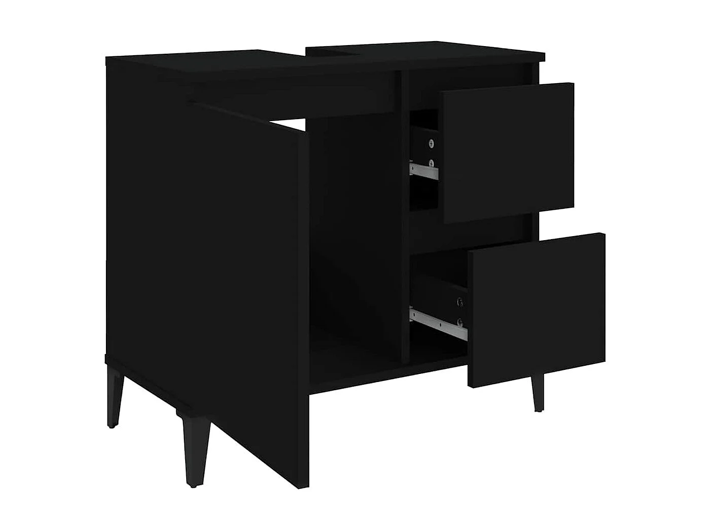 Badschrank Schwarz 65x33x60 cm Holzwerkstoff