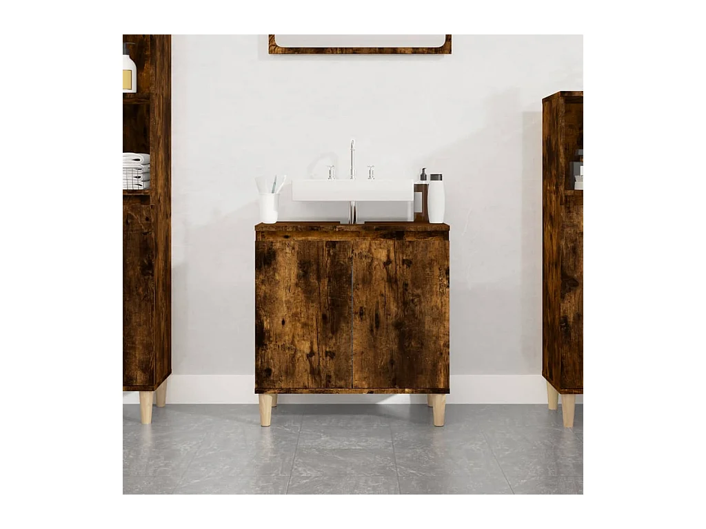 Wastafelkast 58x33x60 cm bewerkt hout gerookt eikenkleurig