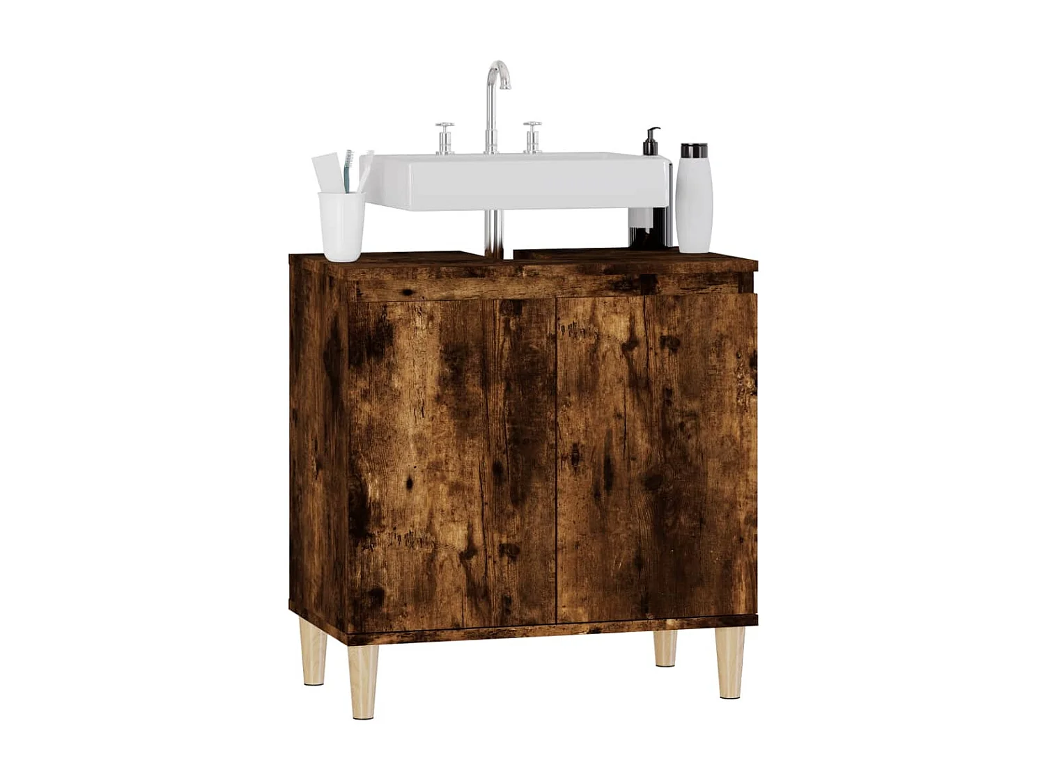 Waschbeckenunterschrank Räuchereiche 58x33x60 cm Holzwerkstoff