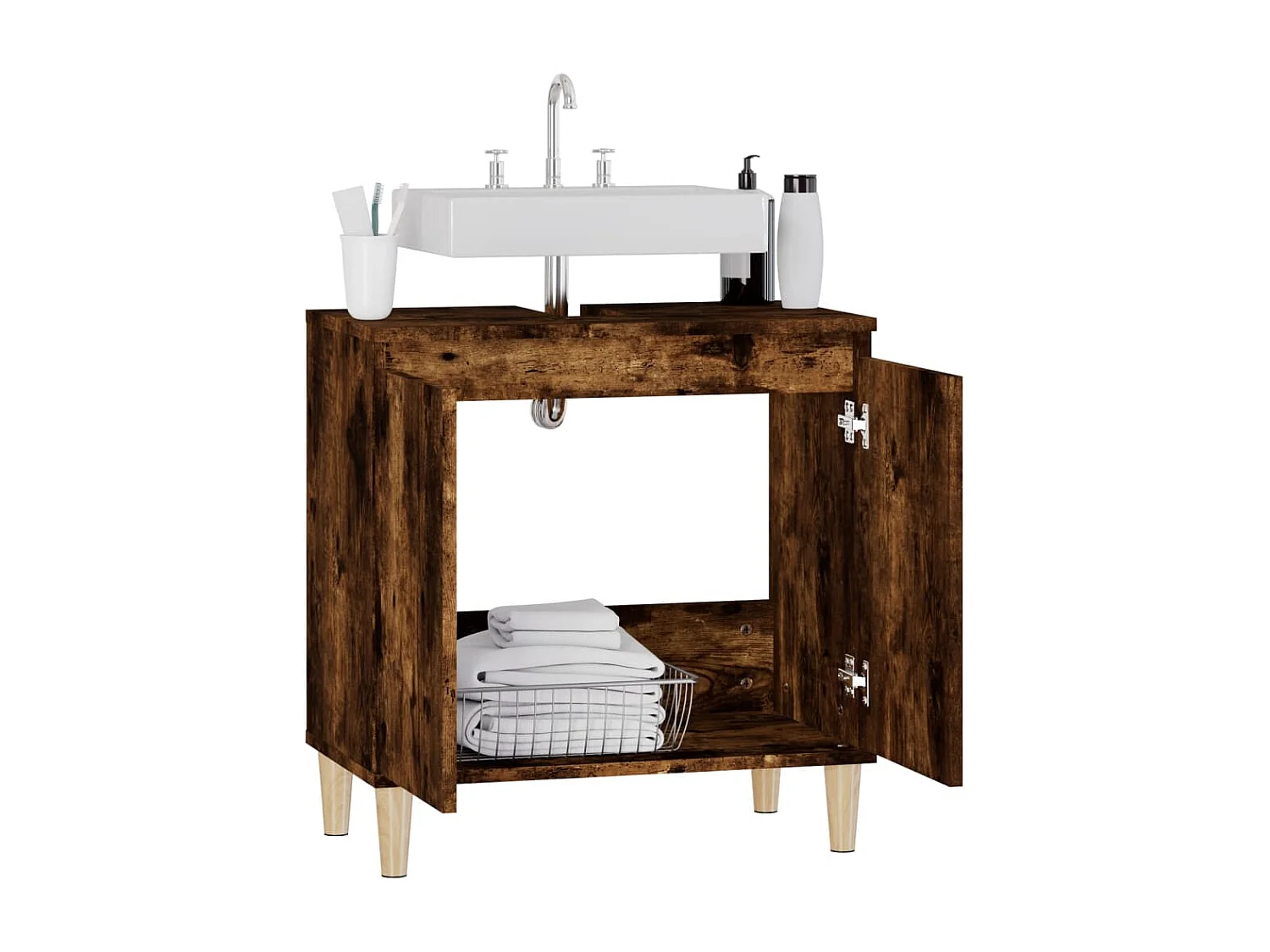 Waschbeckenunterschrank Räuchereiche 58x33x60 cm Holzwerkstoff