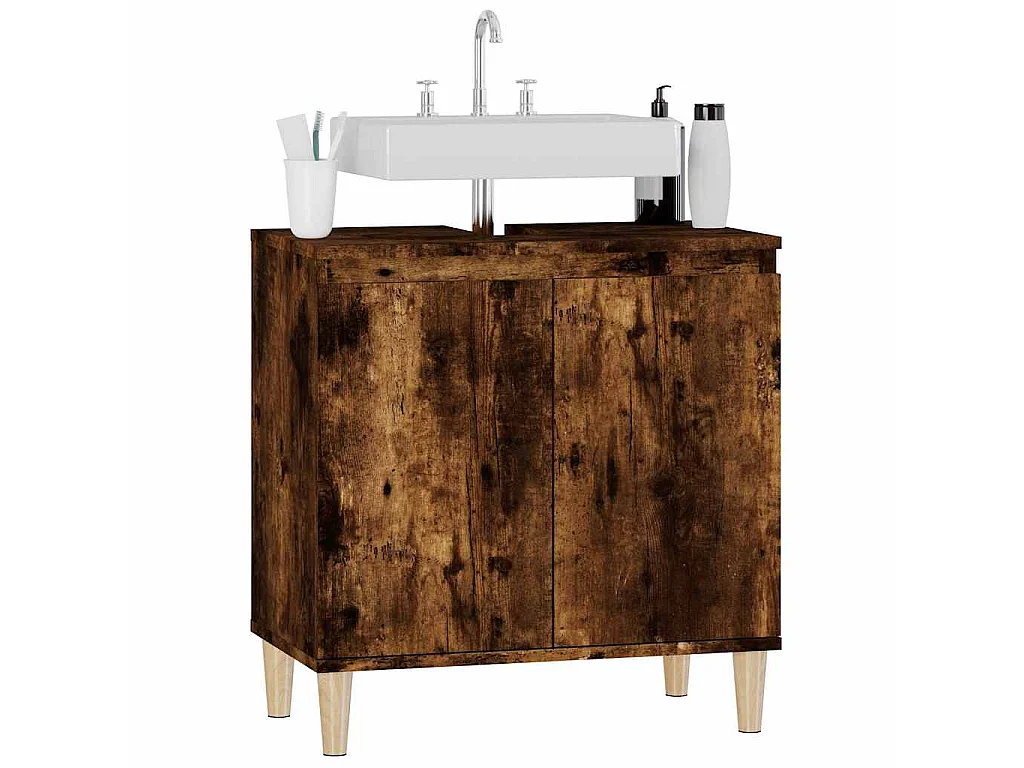 Waschbeckenunterschrank Räuchereiche 58x33x60 cm Holzwerkstoff