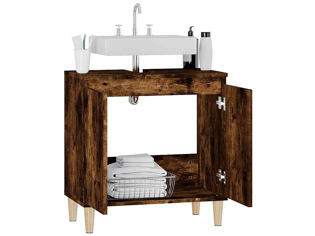 Waschbeckenunterschrank Räuchereiche 58x33x60 cm Holzwerkstoff