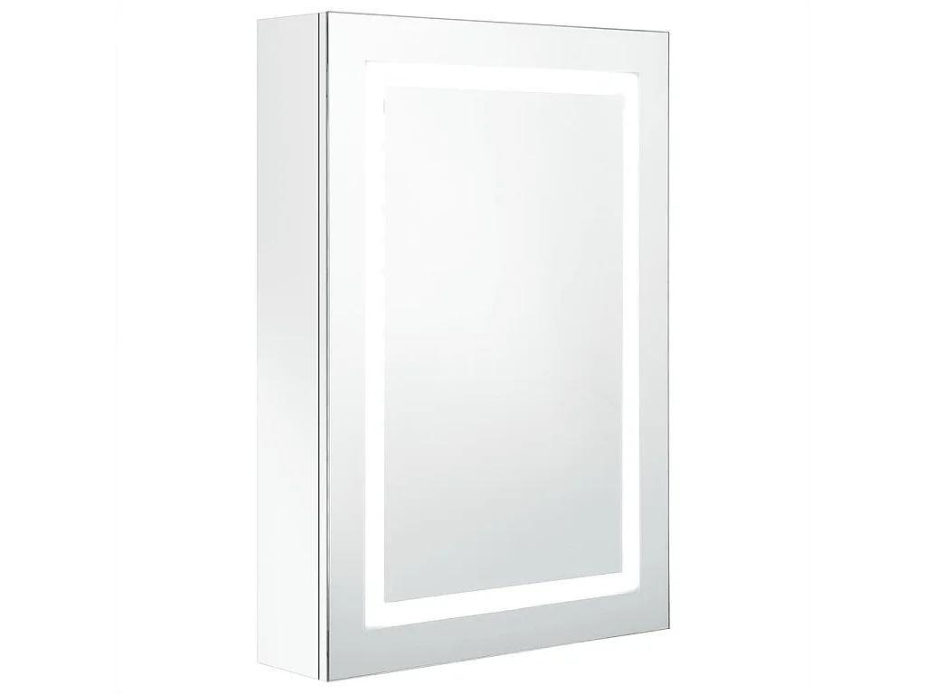 Badkamerkast met spiegel en LED 50x13x70 cm glanzend wit
