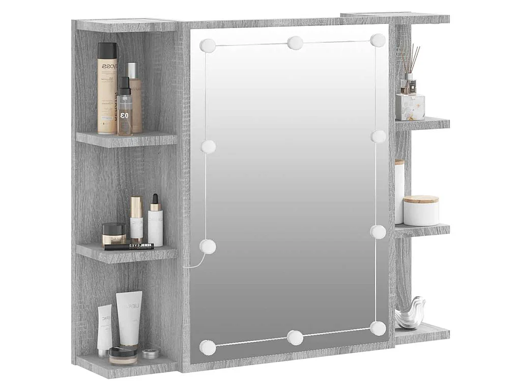 Armoire à miroir avec LED Sonoma gris 70x16,5x60 cm