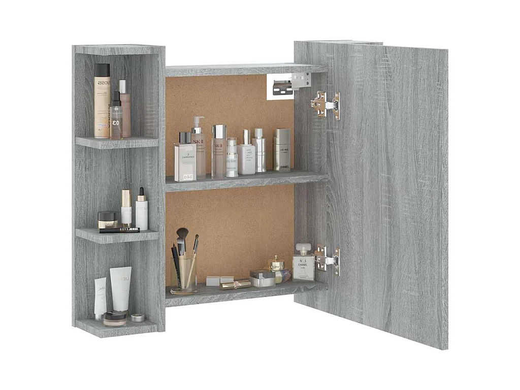 Armoire à miroir avec LED Sonoma gris 70x16,5x60 cm