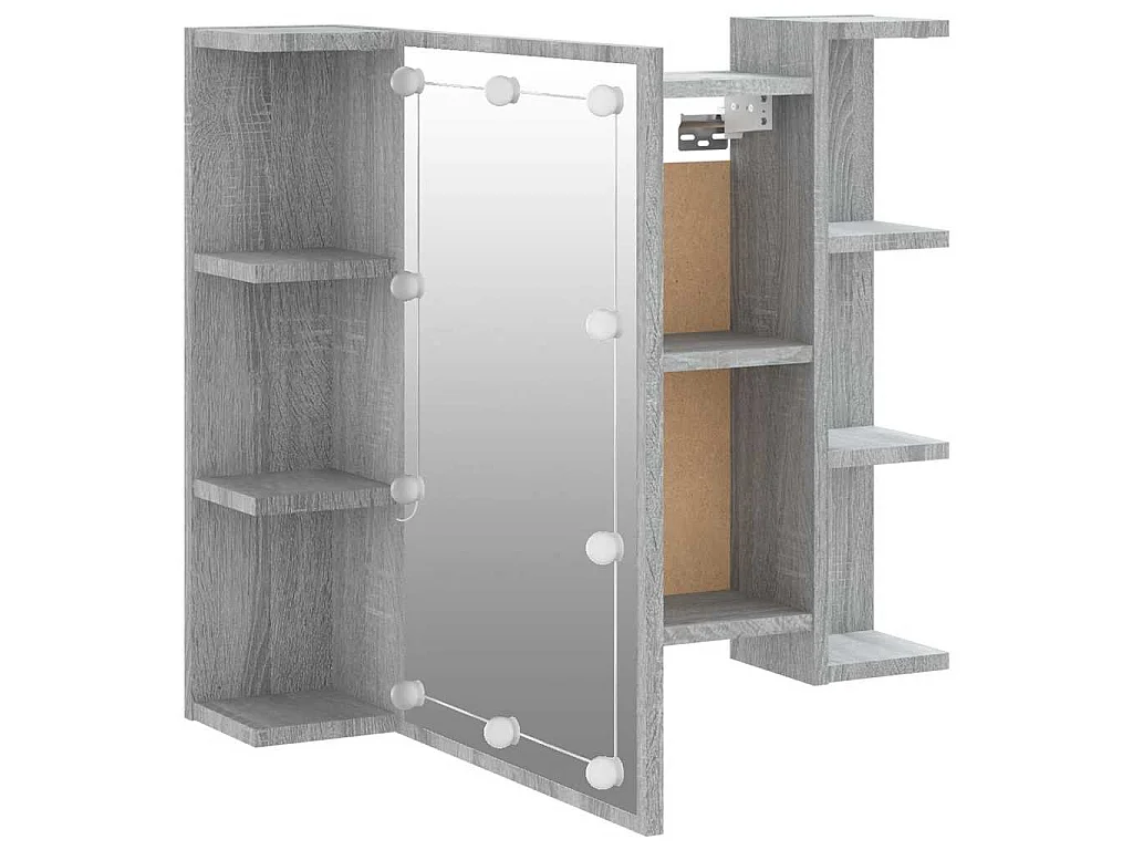 Armoire à miroir avec LED Sonoma gris 70x16,5x60 cm