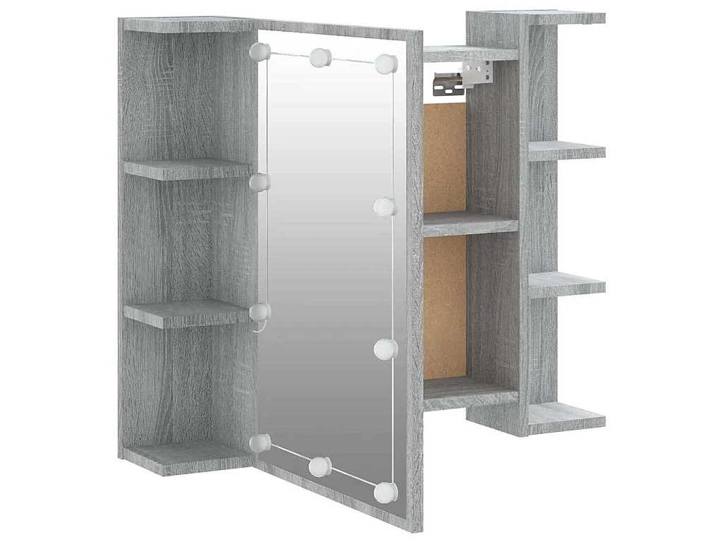 Spiegelschrank mit LED Grau Sonoma 70x16,5x60 cm