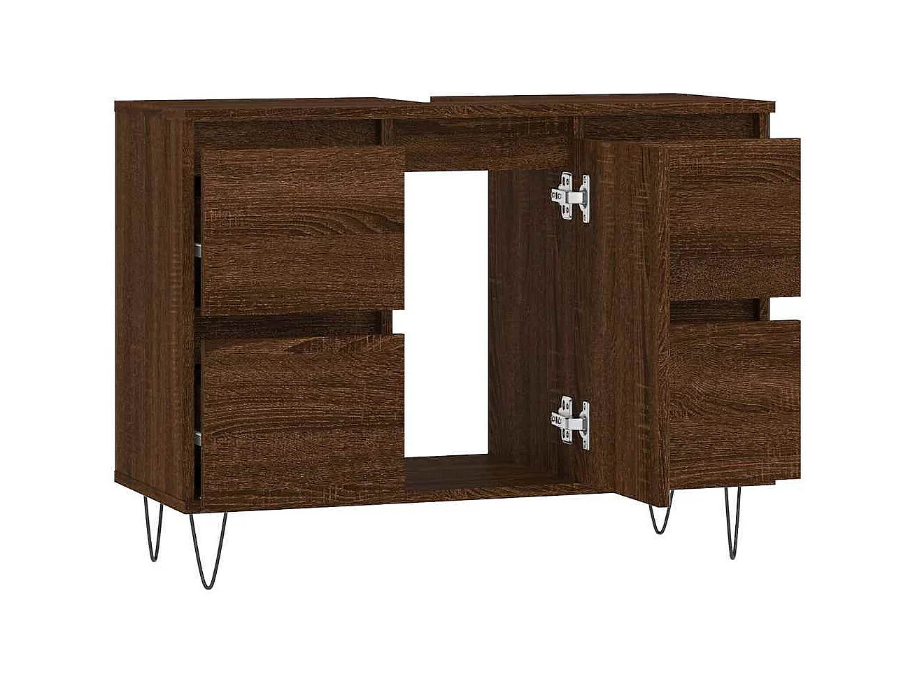 Badkamerkast 80x33x60 cm bewerkt hout bruin eikenkleur