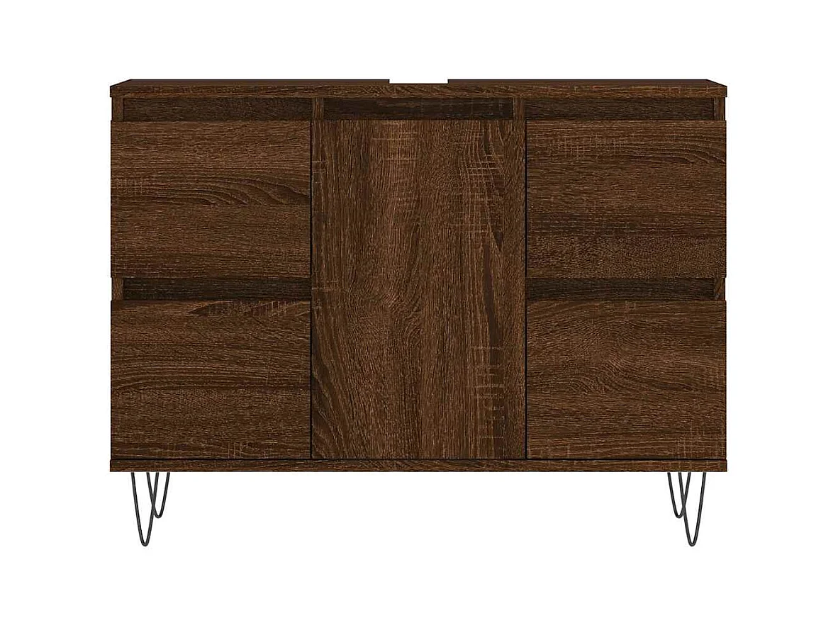 Badkamerkast 80x33x60 cm bewerkt hout bruin eikenkleur