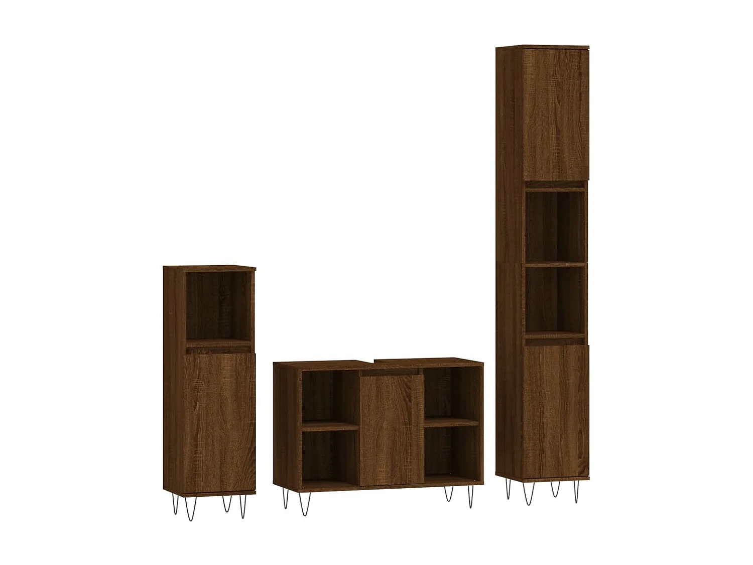 3-tlg. Badmöbel-Set Braun Eichen-Optik Holzwerkstoff