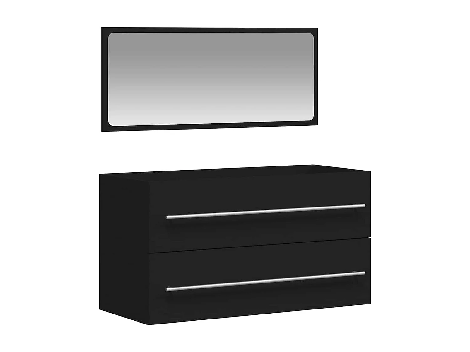 Mobile da Bagno con Specchio Nero in Legno Multistrato