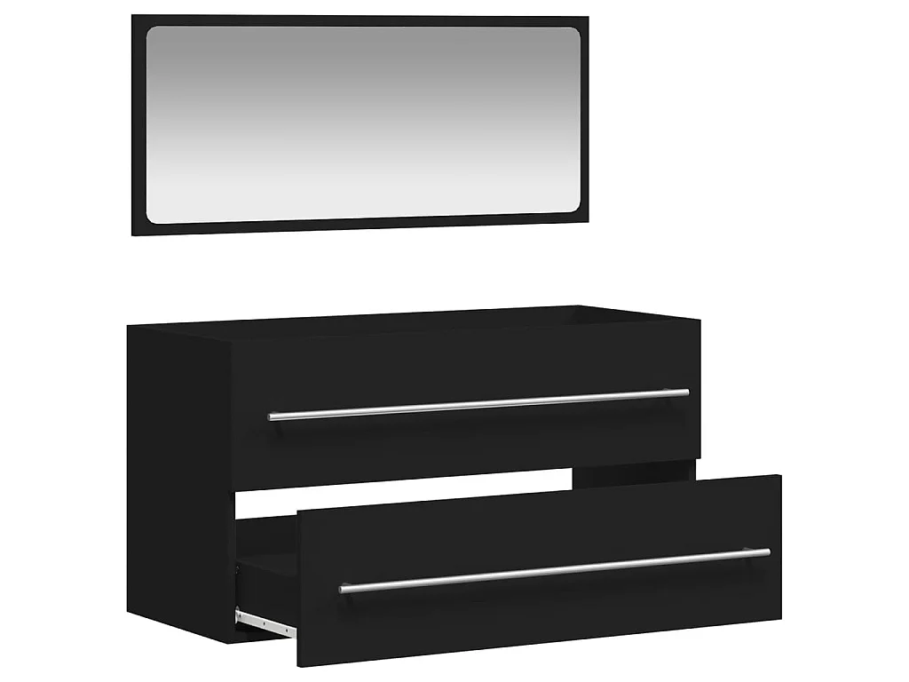 Mobile da Bagno con Specchio Nero in Legno Multistrato