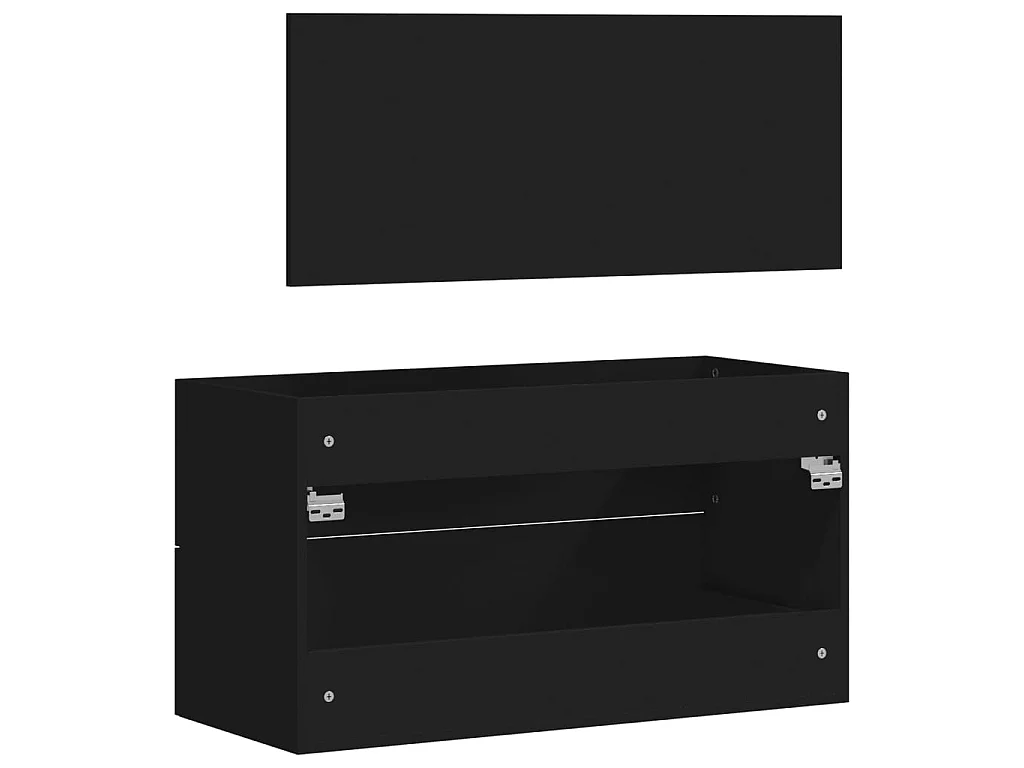 Mobile da Bagno con Specchio Nero in Legno Multistrato