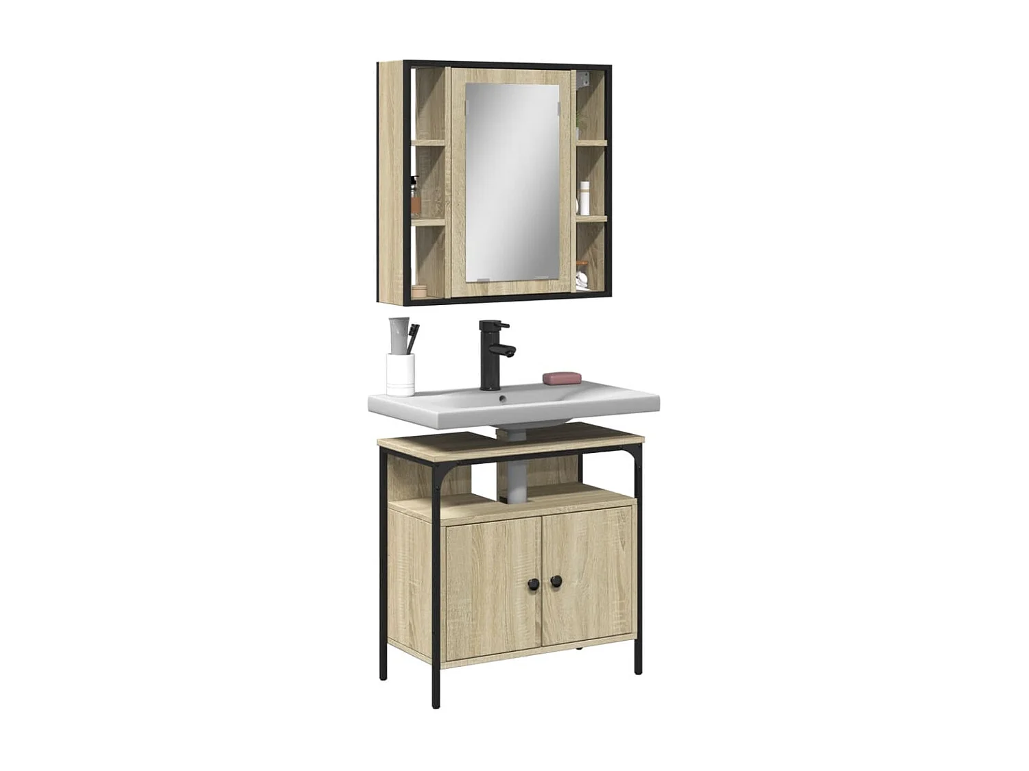 Ensemble de meubles de salle de bain 2 pcs chêne sonoma