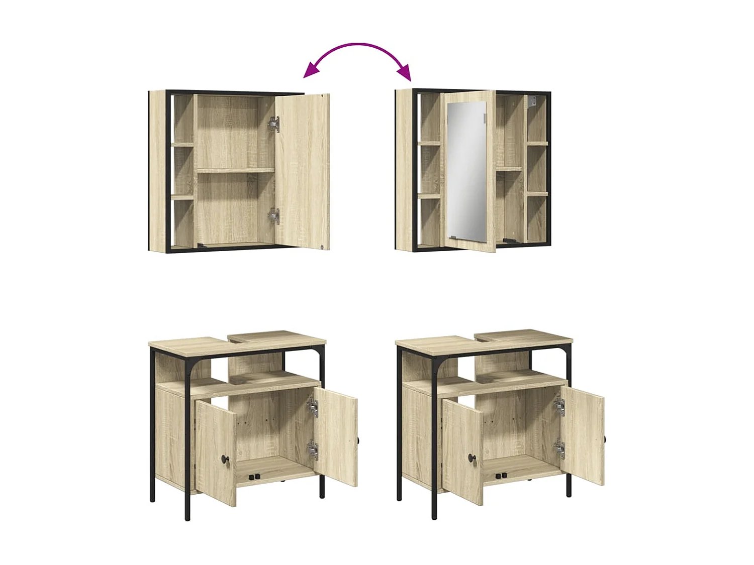 Ensemble de meubles de salle de bain 2 pcs chêne sonoma