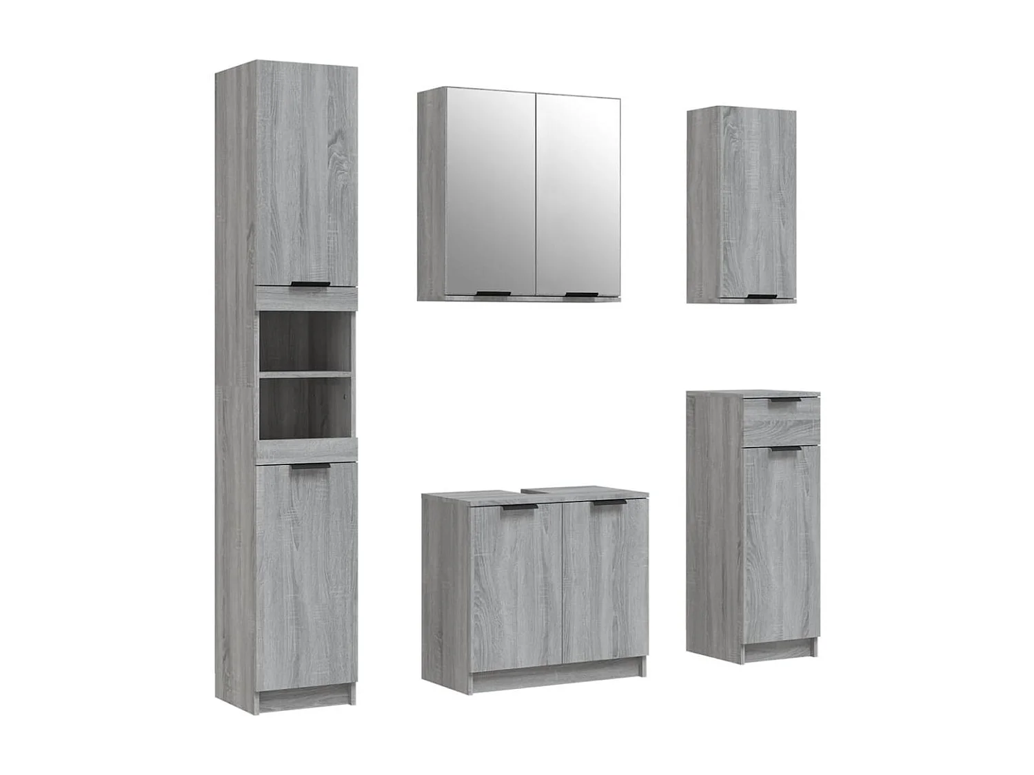 Meubles de salle de bain 5 pcs Sonoma gris Bois d'ingénierie
