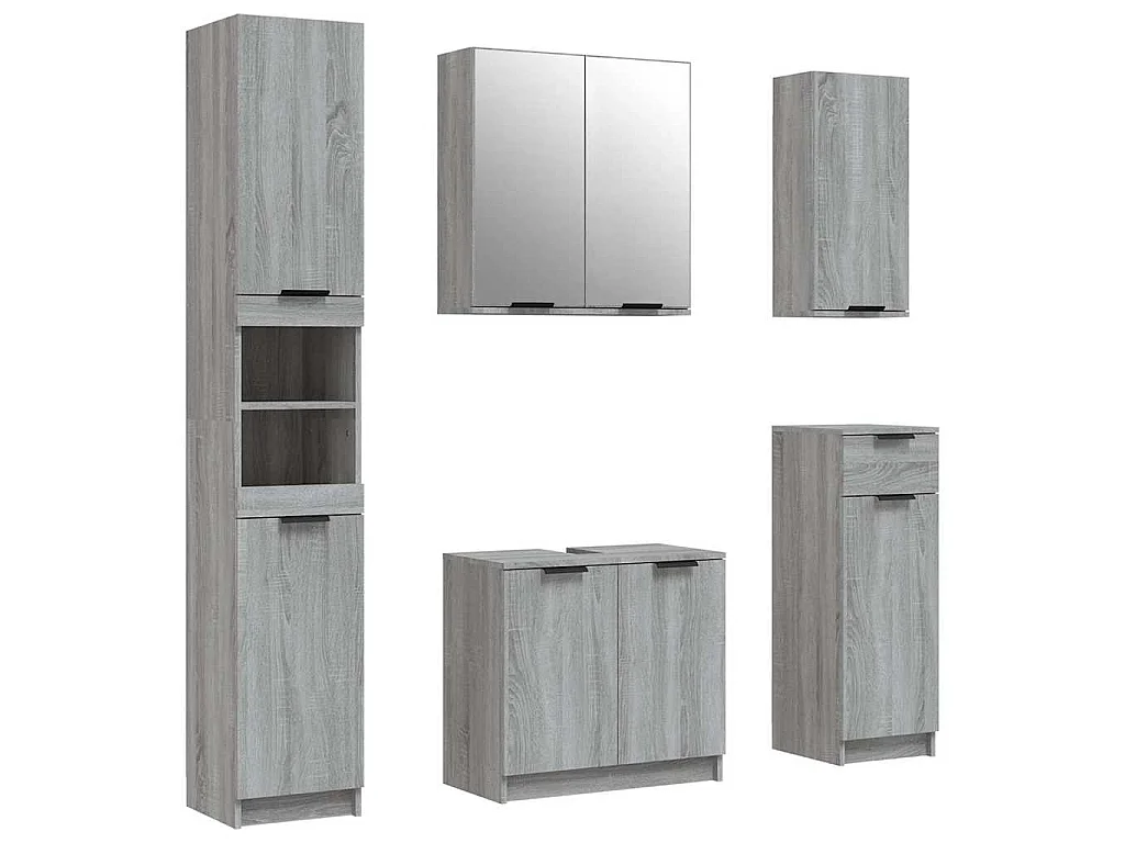 Meubles de salle de bain 5 pcs Sonoma gris Bois d'ingénierie