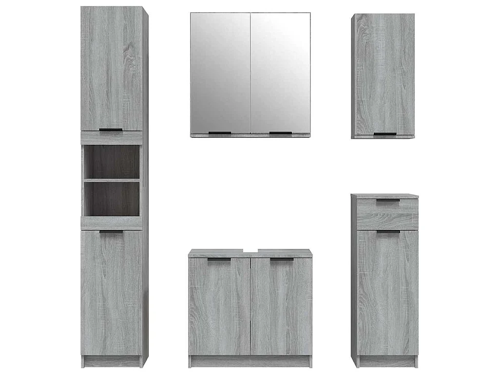 Meubles de salle de bain 5 pcs Sonoma gris Bois d'ingénierie