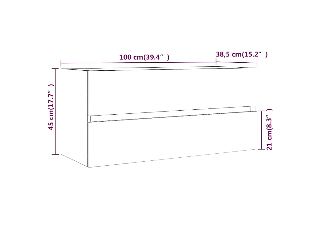 Móvel p/ lavatório 100x38,5x45cm derivados madeira cinza sonoma