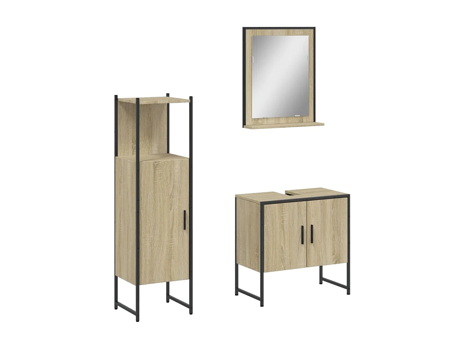 Ensemble d'armoires de salle de bain 3 pcs chêne sonoma