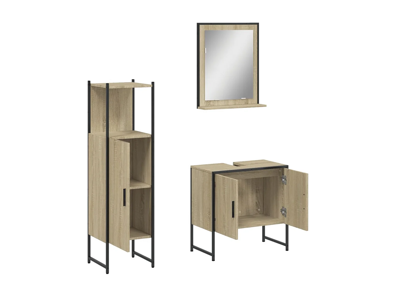 Ensemble d'armoires de salle de bain 3 pcs chêne sonoma