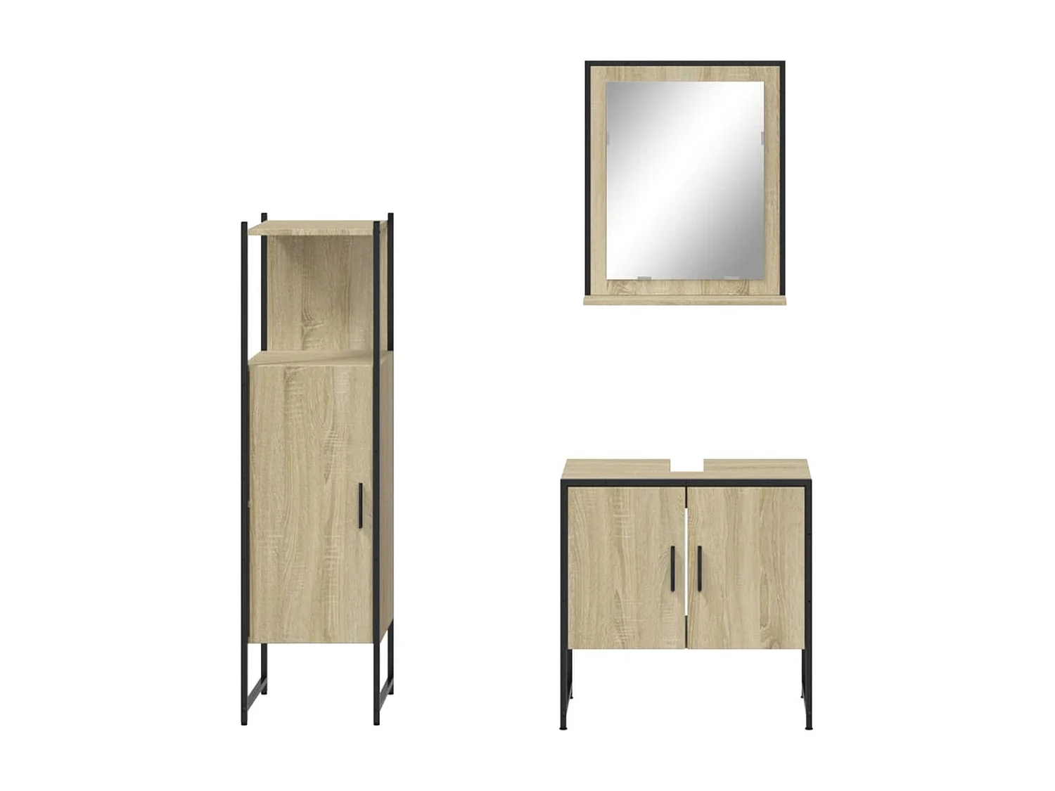 Ensemble d'armoires de salle de bain 3 pcs chêne sonoma