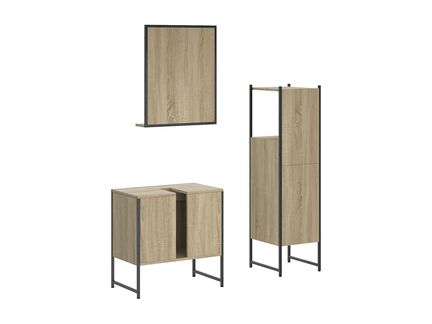 Ensemble d'armoires de salle de bain 3 pcs chêne sonoma