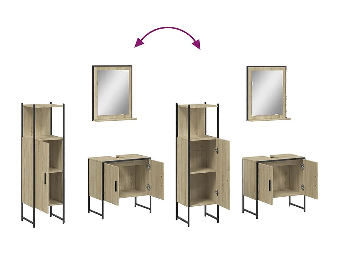 Ensemble d'armoires de salle de bain 3 pcs chêne sonoma