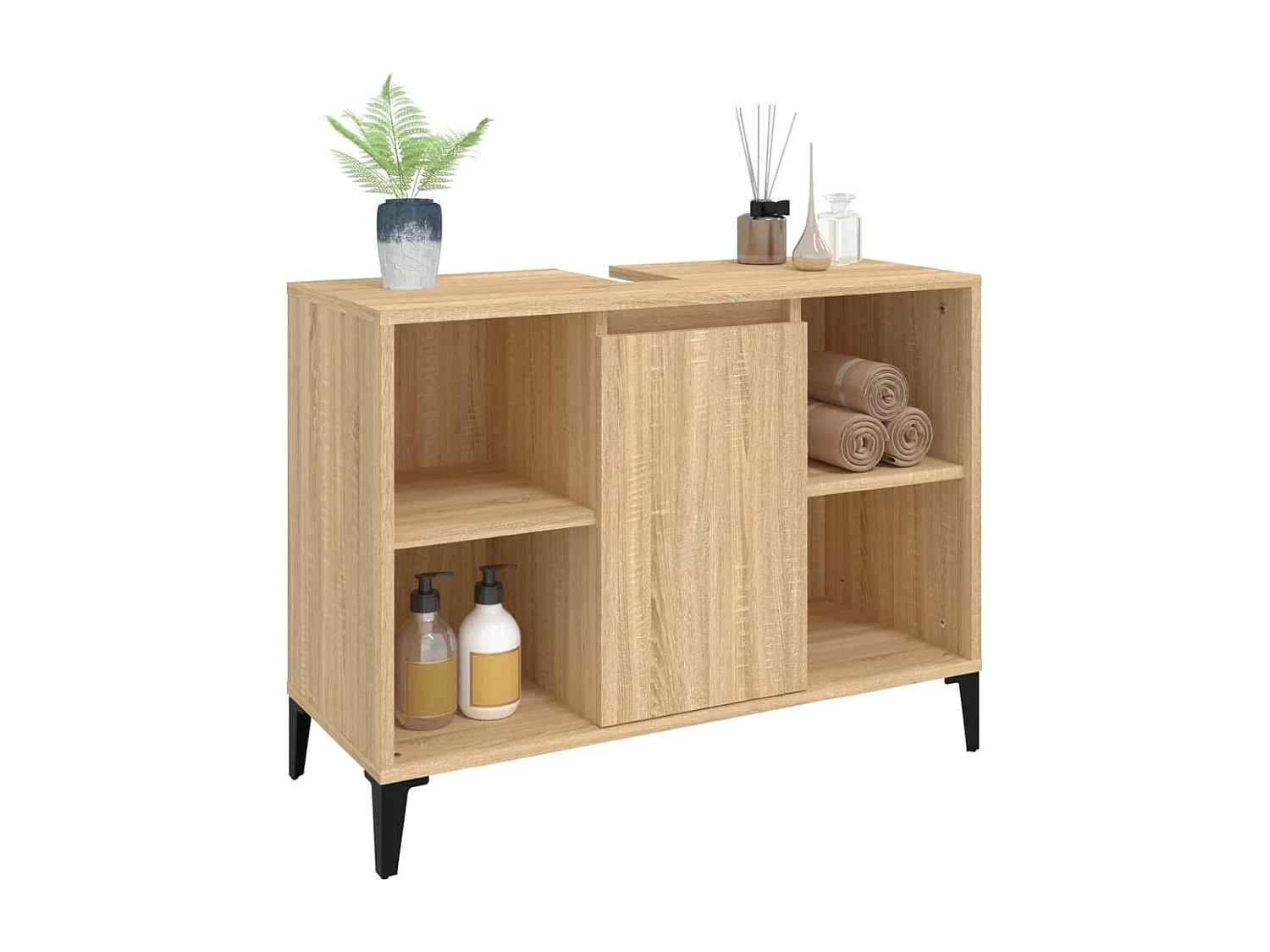 Wastafelkast 80x33x60 cm bewerkt hout sonoma eikenkleurig