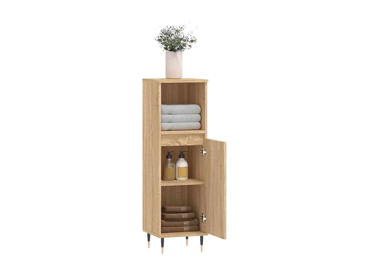 Badschrank Sonoma-Eiche 30x30x100 cm Holzwerkstoff