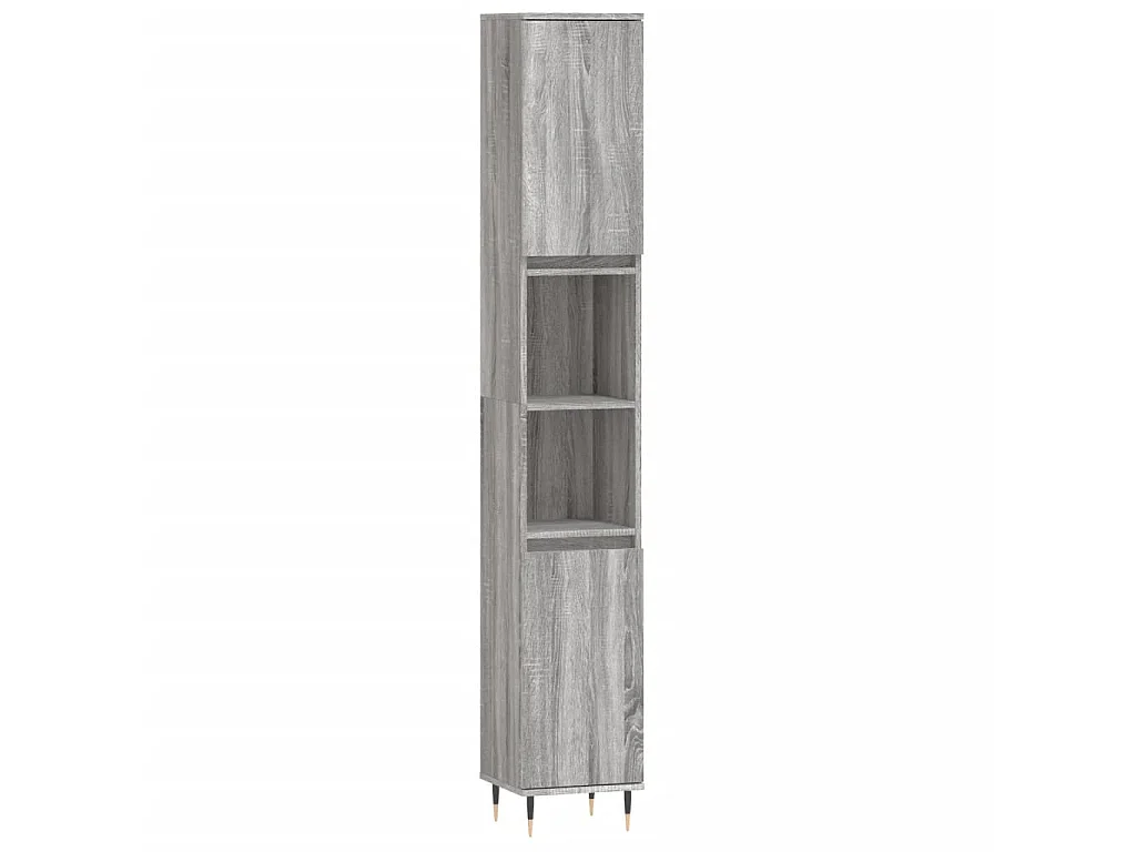 Armario de baño madera contrachapada gris Sonoma 30x30x190 cm