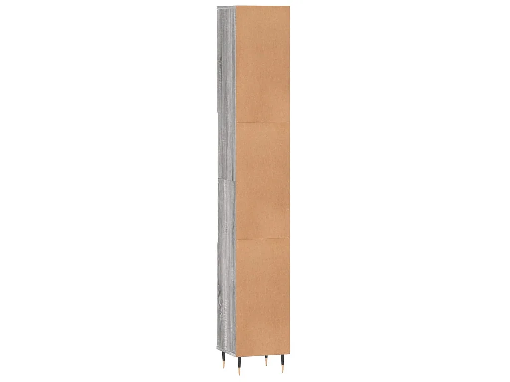 Armario de baño madera contrachapada gris Sonoma 30x30x190 cm