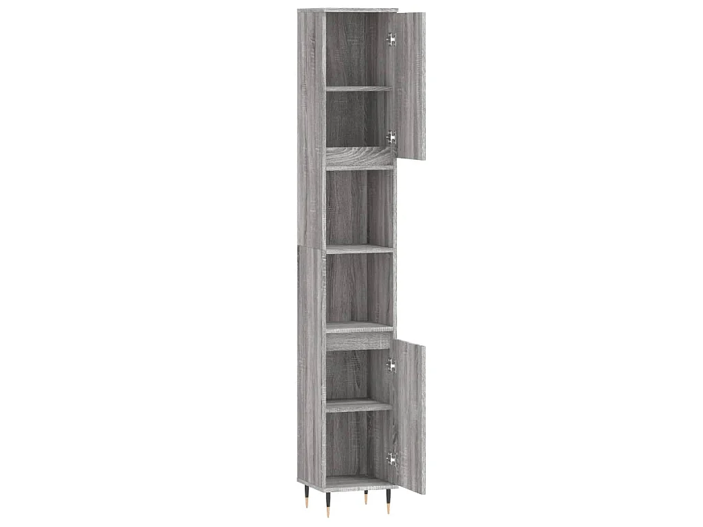 Badschrank Grau Sonoma 30x30x190 cm Holzwerkstoff