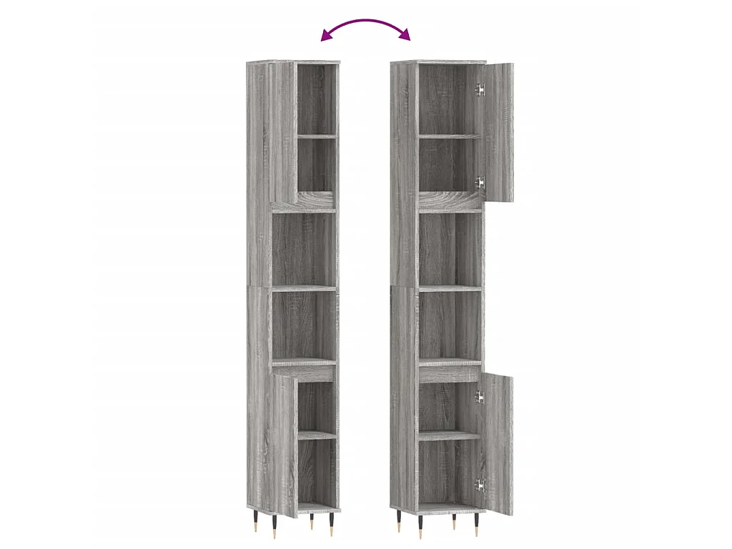 Badschrank Grau Sonoma 30x30x190 cm Holzwerkstoff