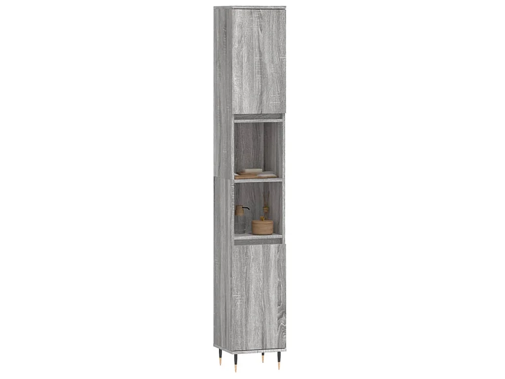 Armário WC 30x30x190 cm derivados de madeira cinzento sonoma