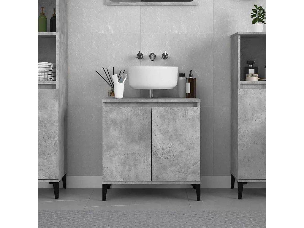 Mobile Lavabo Grigio Cemento 58x33x60 cm in Legno Multistrato