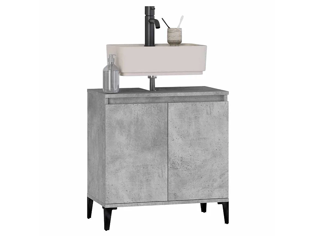 Armario de lavabo madera contrachapada gris hormigón 58x33x60cm